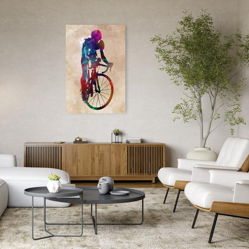 «Vibrant Cycling Sprint», art mural contemporain, 48" H x 32" W