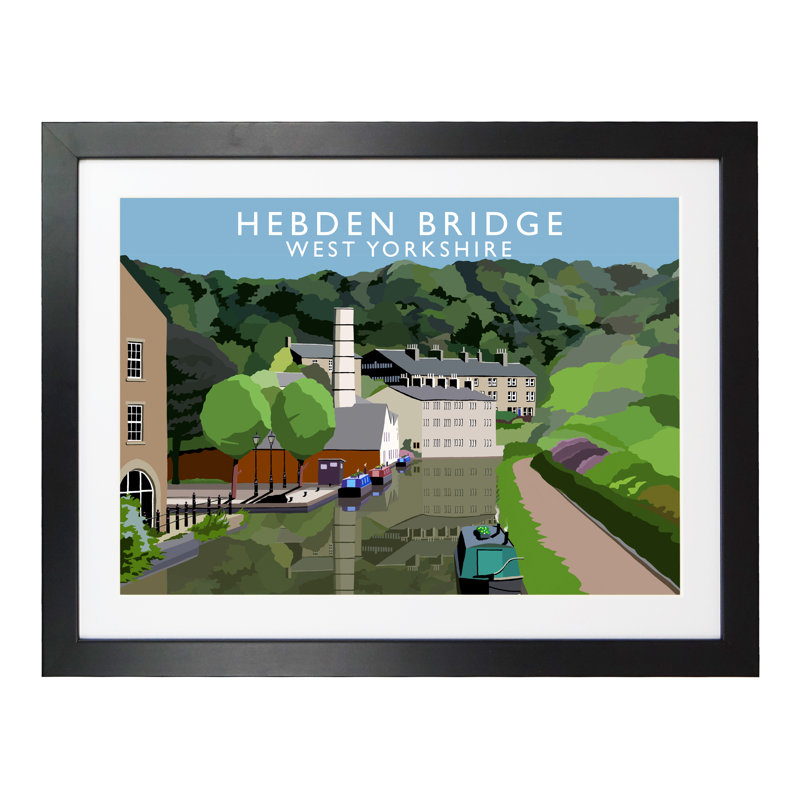 Hebden Bridge by Richard O'Neil - Print, Black Wood Frame, 33.5 cm H x 43.5 cm W x 2.2 cm D