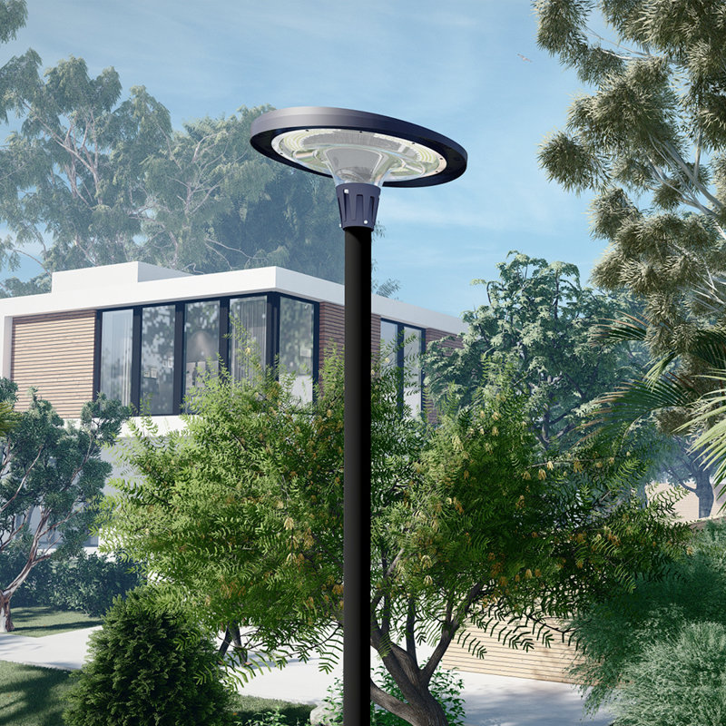 App UFO-Round à énergie solaire à énergie solaire / télécommande pour poteau 13 pieds Dusk To Dawn, 15 p