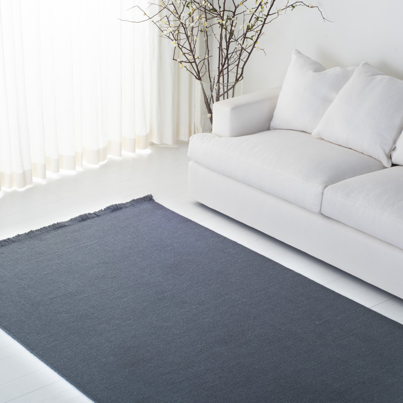 Hand-Knotted Chic Grey Wool Rectangular Rug 4' x 6'