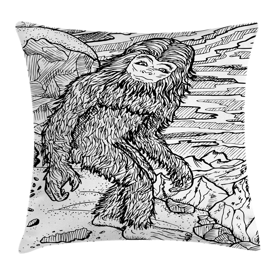 Kissenbezug, Mythische Yeti Creature, Bigfoot, Schwarz und weiß