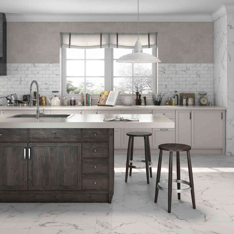 Albuquerque 12" x 12" Porcelain Grid Mosaic Wall & Floor Tile, Calacatta
