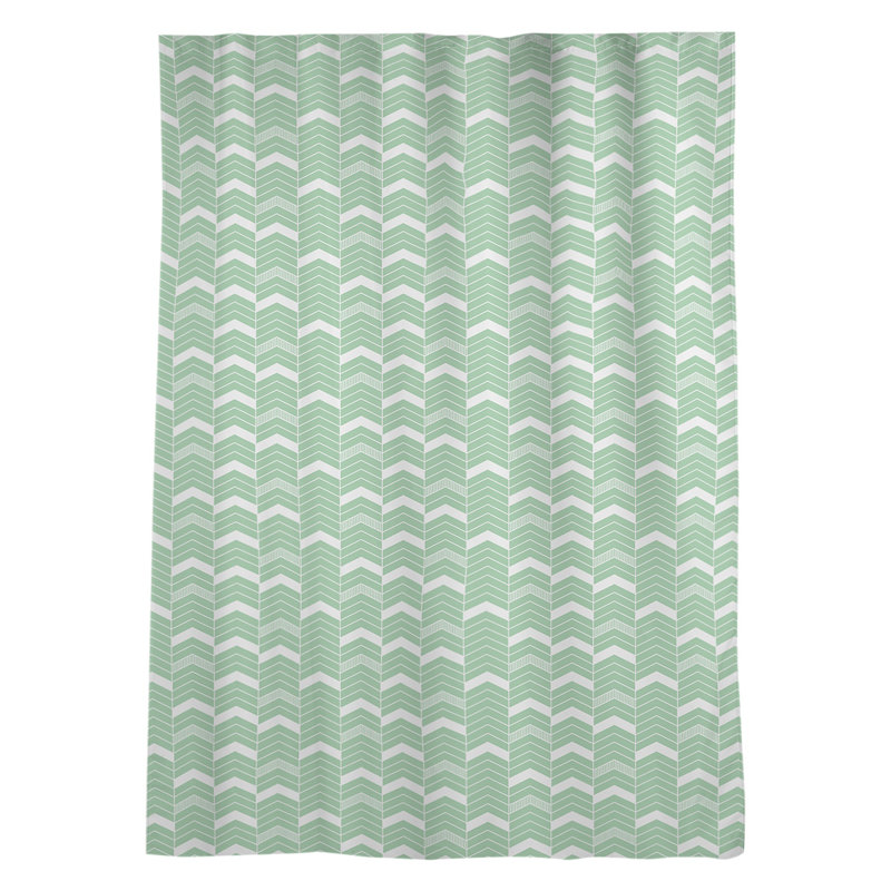 Panneau de rideau simple à passe-tringle à chevrons Stephenie, Vert / blanc