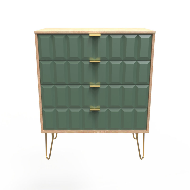Allem 77cm W 4 - Drawer Chest of Drawers, Labrador Green/Bardolino Oak