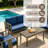 Junco Teak Outdoor Four-person Patio Set with Cushions and Two Tables-892041923-892041917