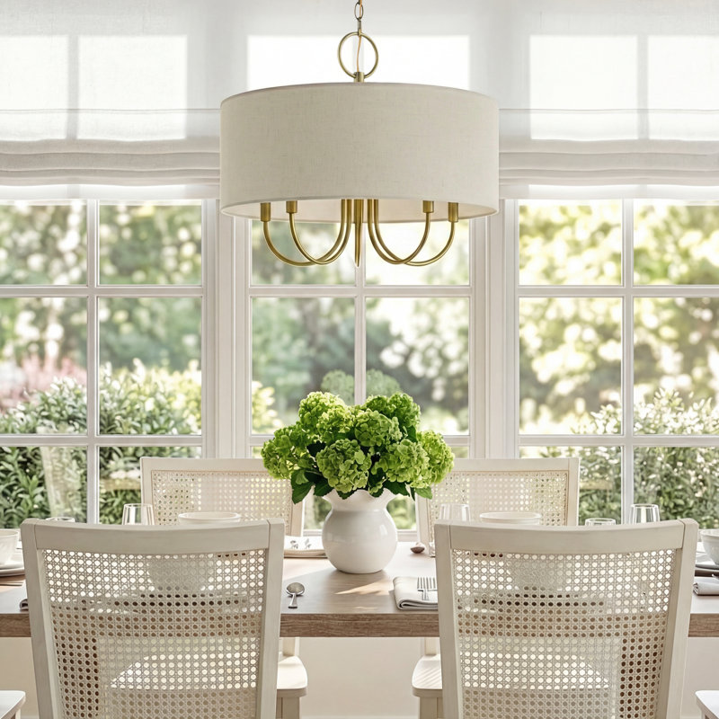 Raymond 5 - Light Dimmable Drum Chandelier, Antique Brass