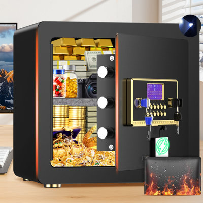BESAFETY Safe Box, Digital Keypad Home Security Safe With Fireproof Bag