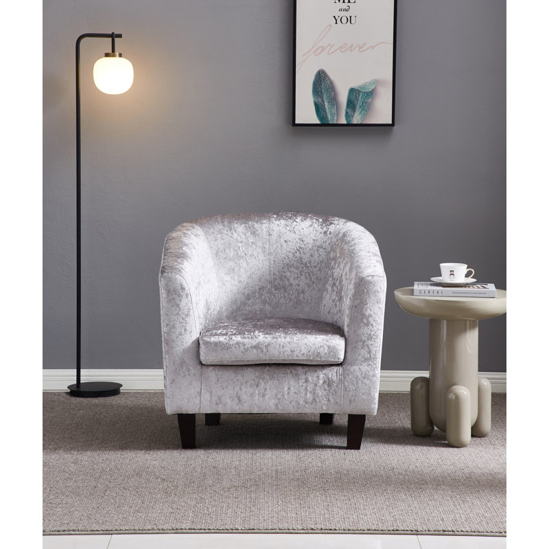 Upholstered Barrel Chair, Silver