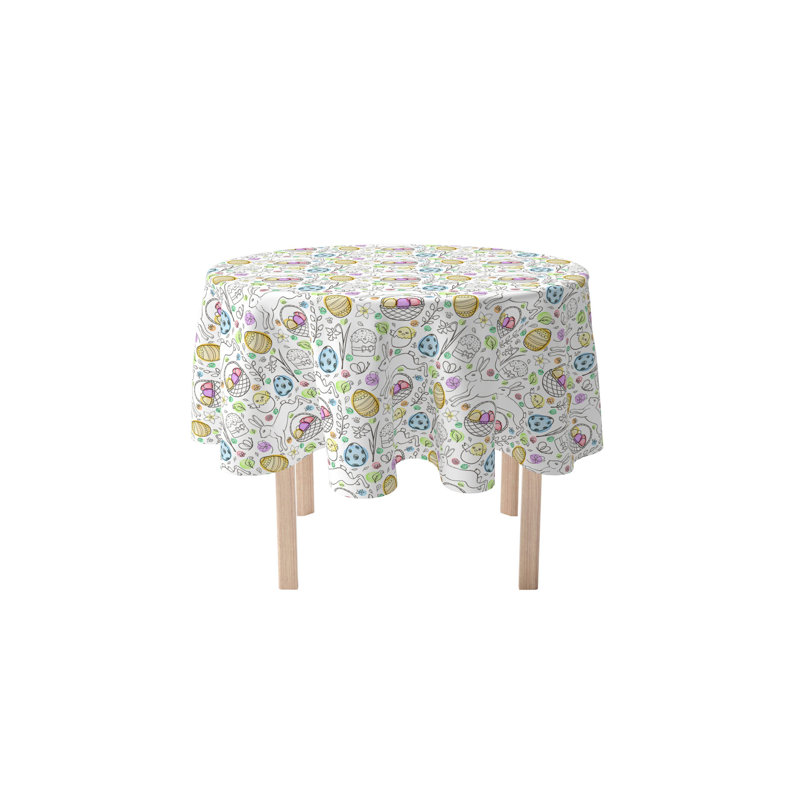 Barker Geometric Round Easter Tablecloth, 84" x 84"