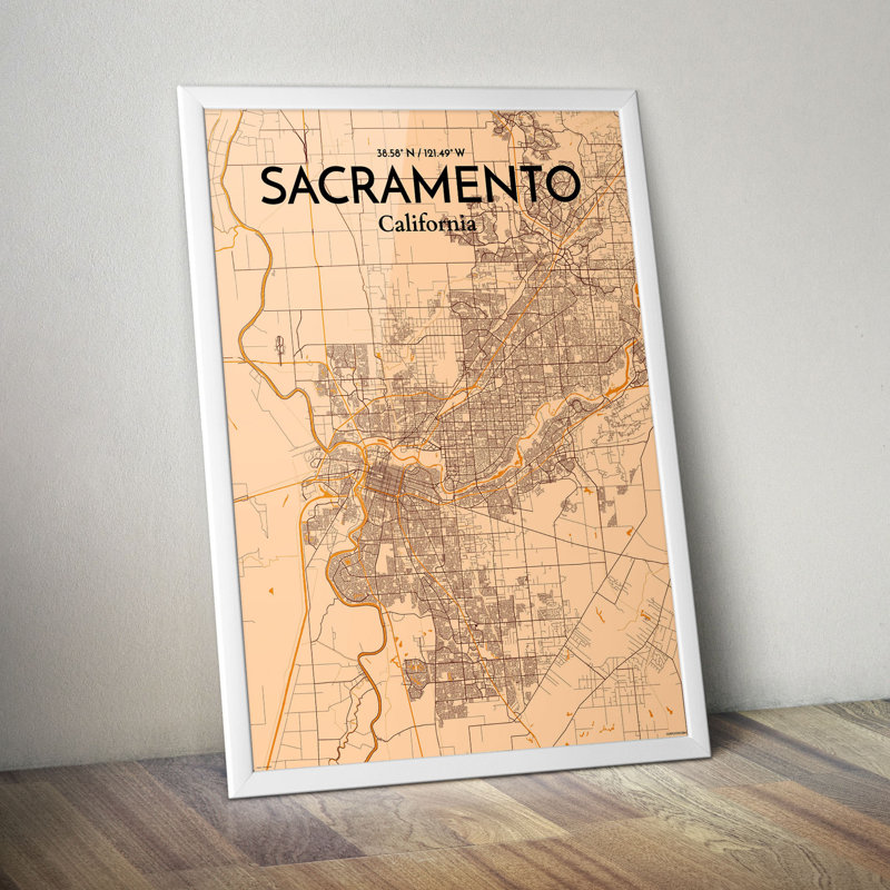 Sacramento City Map - No Frame Print, 91.4cm H x 61cm W x 0.1cm D