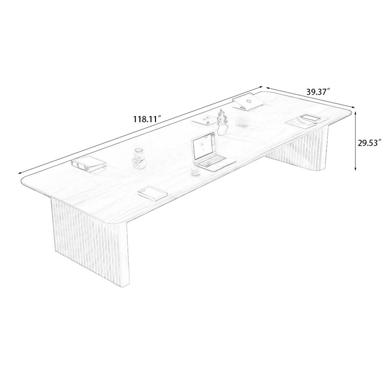 Table de conférence Burlywood, H 29,53 po x L 118,11 po x l 39,37 po, Naturel