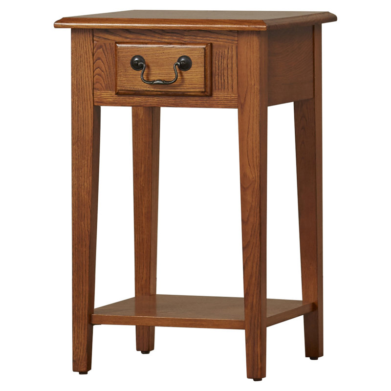 Table d'appoint carrée en bois massif, Chêne médium