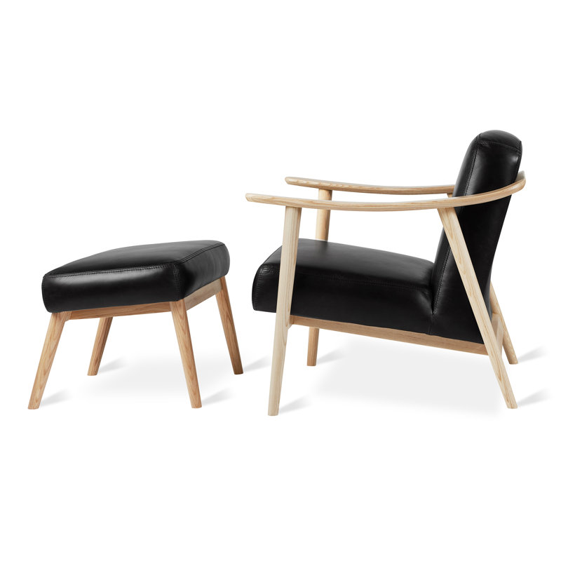 Baltic Armchair, Ash Natural, Saddle Black Genuine Leather