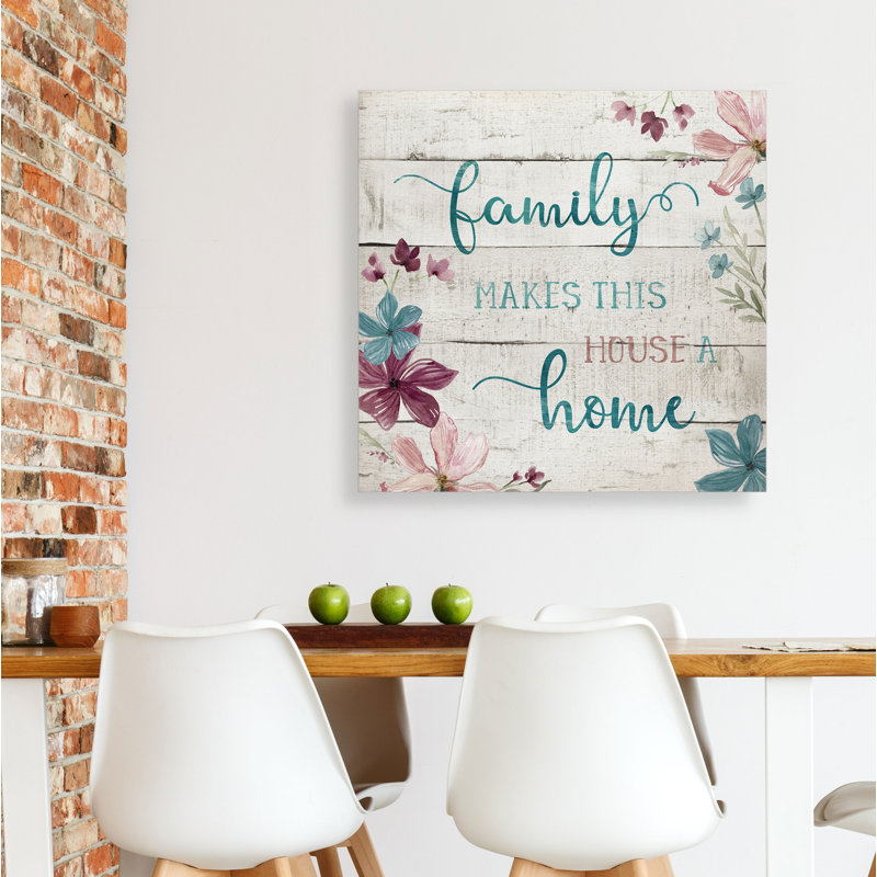 « family home », art textuel, Toile tendue, H 10 po x l 10 po x P 1,5 po