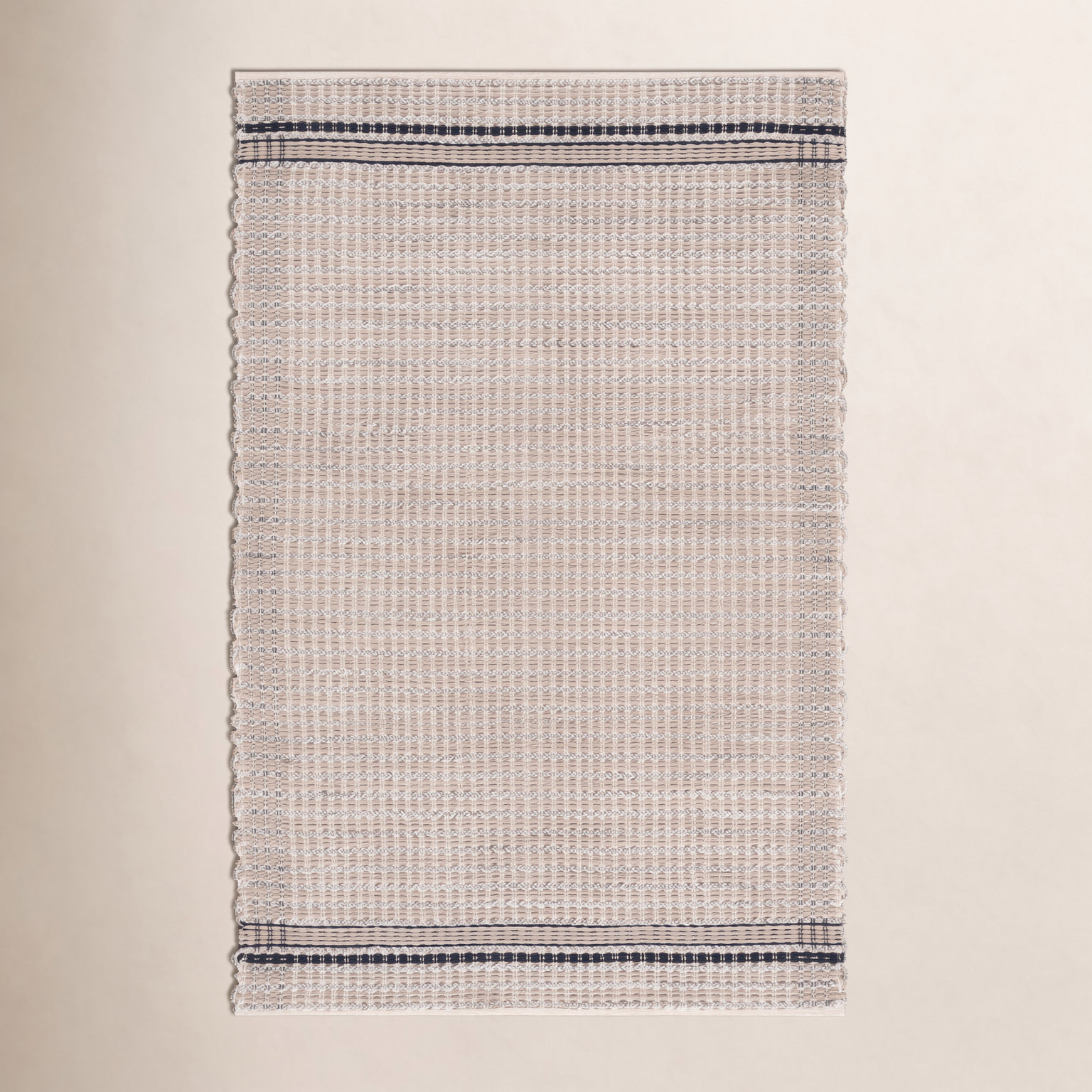 Hand-Woven Striped Cotton Rug, Rectangle 6' x 9'