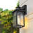 12 in. 1-Light Black Motion Sensing Dusk to Dawn Outdoor Hardwired Wall Lantern Sconce with Water Wave Clear Glass