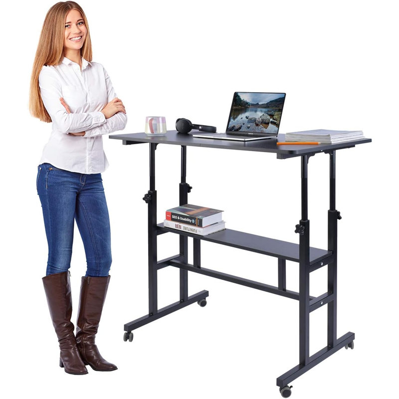 Melvie Metal Base Computer Desk, Black