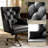 Jacinto Transitional 44.5"H Genuine Leather Wingback Design 360° Swivel Tilting Lock Office Chair with Tufted Backrest-449270416