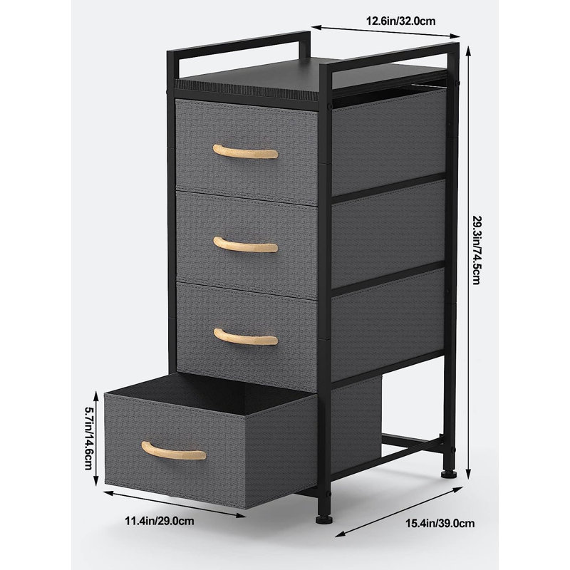 12.6 " W 4 - Drawer Dresser, Gray