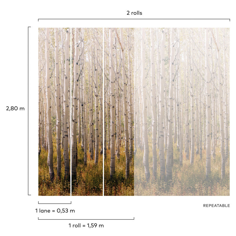 Orom II Collection Tall Trees 62.5-inches wide x 9.18-feet high 3-panel Wall Mural