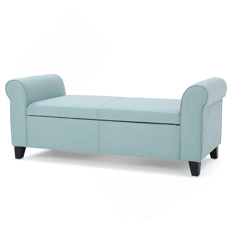 Banc de rangement rembourré Aisyah, Tissu bleu clair