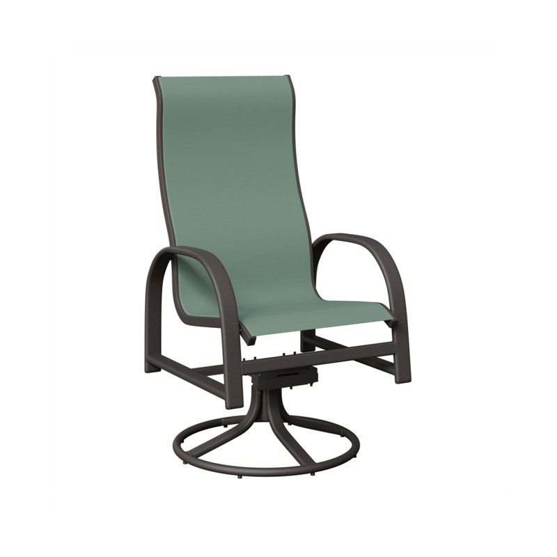 Chaise berçante berçante en aluminium graphite tacheté à haut dossier et tissu bleu sauge Berlin Gardens, Bleu sauge