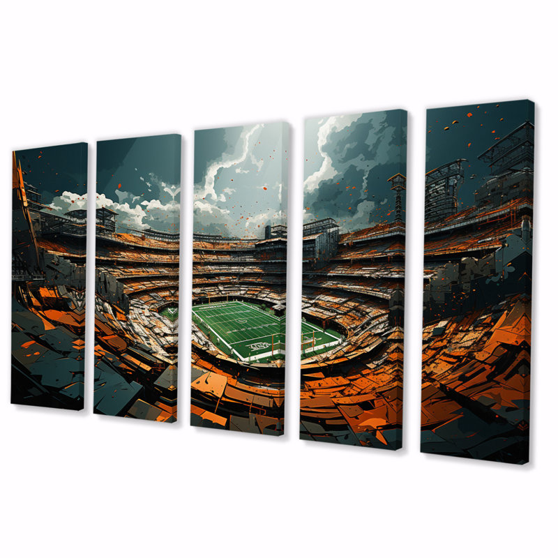 Stade de football abstrait vert 5 pièces