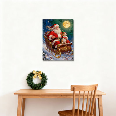 Santa Claus Sleigh Canvas Wall Art
