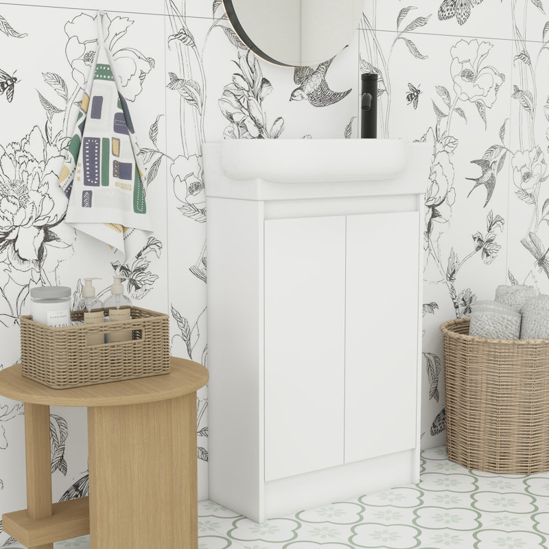 Ensembles de meuble-lavabo de salle de bain, Blanc lustré