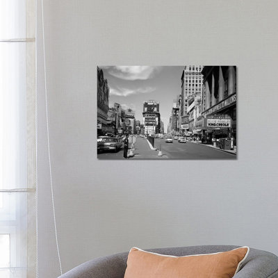 1950s Looking North up Broadway from Times Square 1 Piece Wrapped Canvas Wall Art
