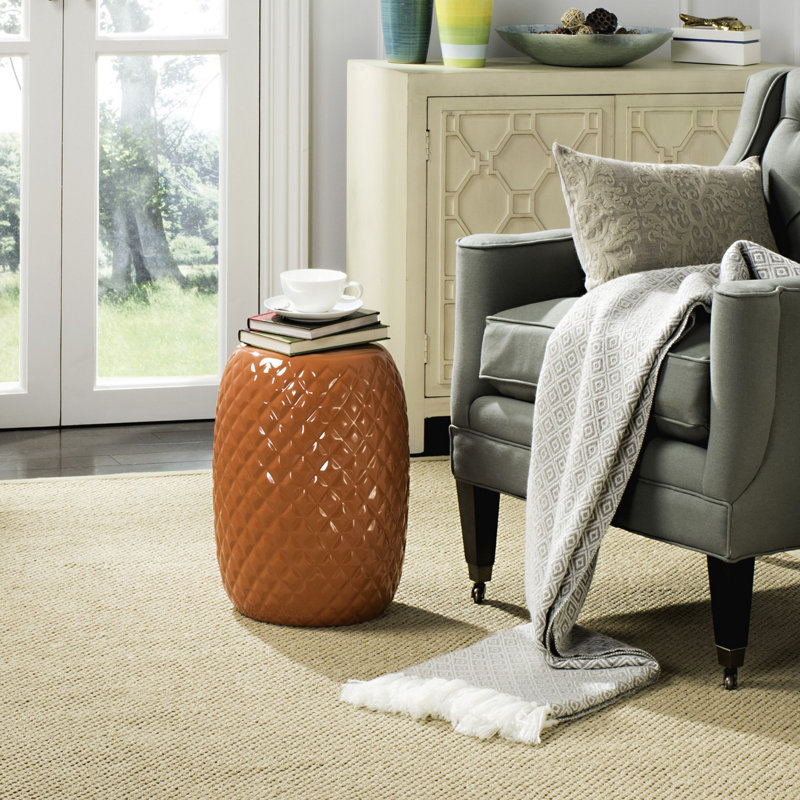 Ceramic Accent Stool, Orange