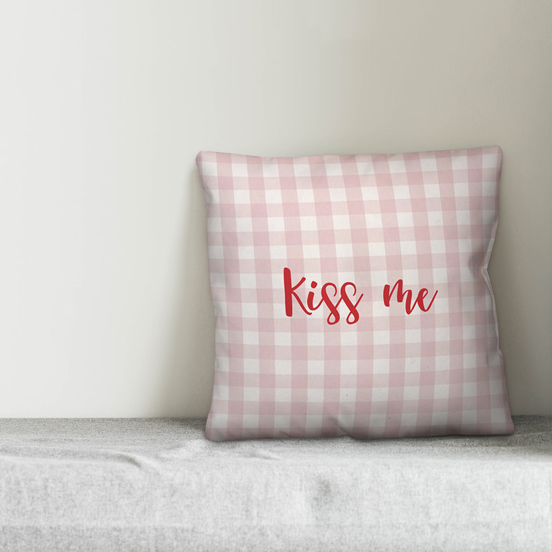  Coussin Kiss Me, Rose / Rouge, Housse de coussin