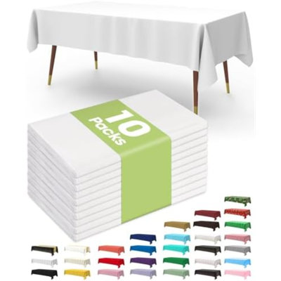 Nappe en plastique jetable 54 x 156 pouces, 10 paquets, blanc