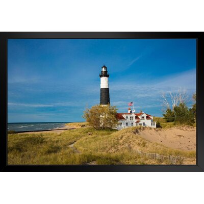 Big Sable Point Light Lighthouse Lake Michigan Photo Art Print Black Wood Framed Poster 20X14 -  Longshore Tides, B28EFB5693BC4B01ADD0A925A4D003D6