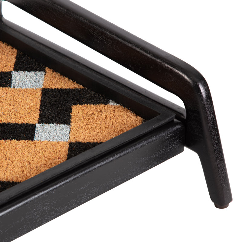 Support à bottes en bois massif de qualité supérieure avec tapis en fibre de coco naturelle - Rangement pour chaussures