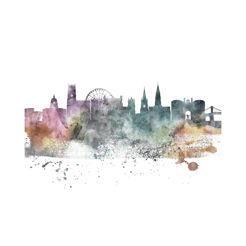 Nottingham Pastel Skyline by WallDecorAddict - Wrapped Canvas Print, 101.6 cm H x 66.04 cm W
