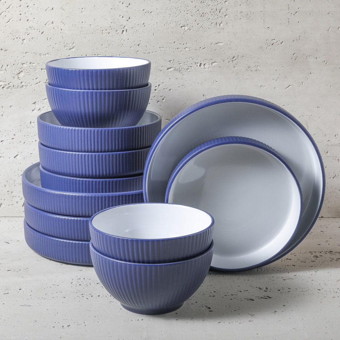 Christian Siriano Larosso 24-Piece Dinnerware Set with Dinner Bowls and Pasta Bowls, Stoneware Christian Siriano 