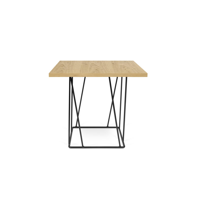 Table de bout Saina, Acier laqué noir, Chêne sauvage