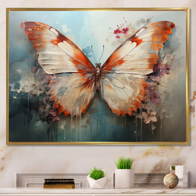 Orange White Butterfly Butterflys Flight II - Animals Canvas Art Print