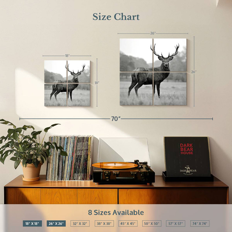 Proud Deer BW, H 18 po x l 18 po