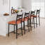 Modern PU Upholstered Dining Chairs Set of 2 – 55.9 cm Metal Bar Stools with Backrest – Comfortable, Sturdy, Ideal for Kitchen or Counter