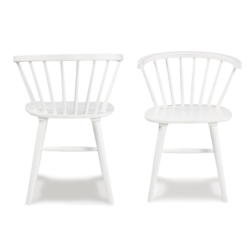 Chaise de salle à manger blanche à dossier fuselé, 2 pièces - siège sophistiqué en bois 2 pièces
