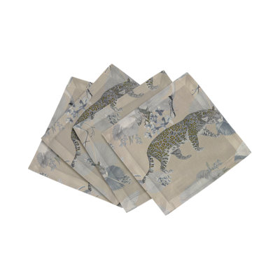 Leopard Walk Cotton Sateen Cocktail Napkins