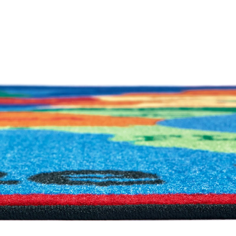 Tapis bleu, rouge et vert touffeté représentant la carte des États-Unis pour la salle de classe KID $Value Plus