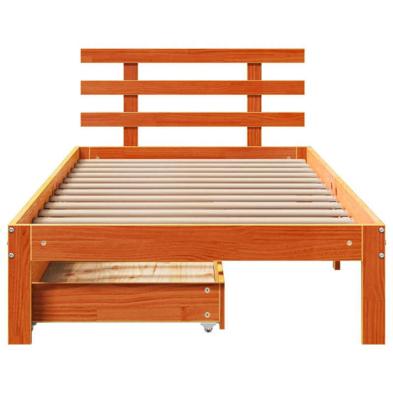 Bed Frame With Drawers Without Mattress, Small Single (2'6), Wax Brown