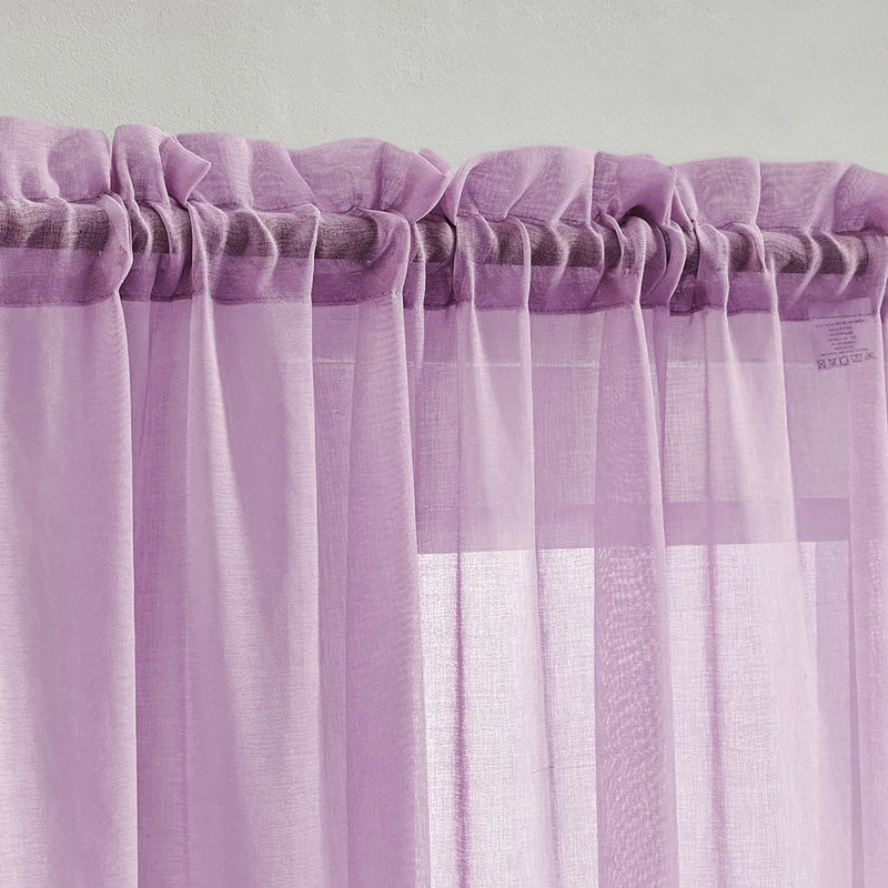 Ensemble de rideaux transparents avec passe-tringle pour fenêtre - 63 po de long (2 panneaux), Lilas