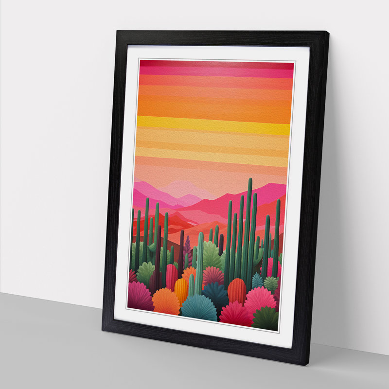 Cactus Colour Field No.3 - Framed Print, Black Framed, 34cm H x 25cm W x 2cm D