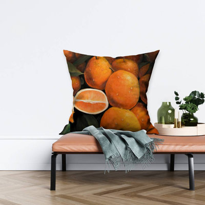 Fresh oranges - 26"x26" Throw pillow - Poly twill - Print on demand