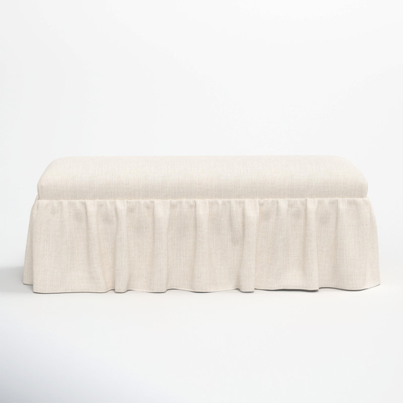 Nia Ruffle Dining Bench, Classic Talc Linen
