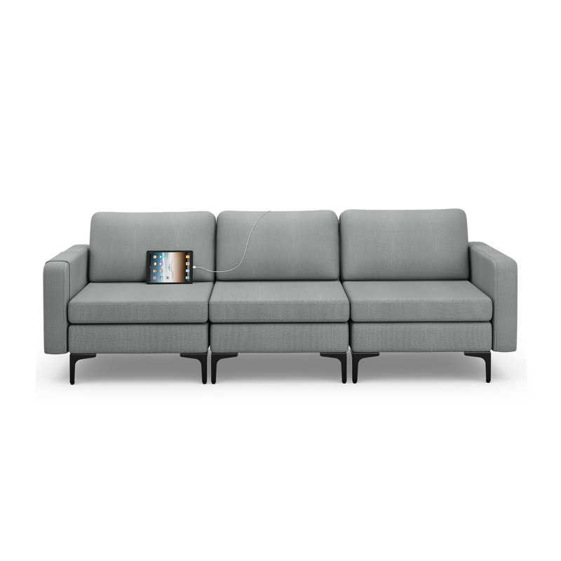 Brackney Upholstered 94.5'' Sofa, Gray Linen Blend